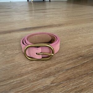 J. Crew Pink Suede Belt with Oval Brass Buckle